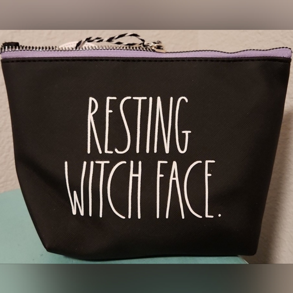 CLOSING UP SHOP!!!!    Rae Dunn Resting Witch Face Cosmetic/ Makeup Bag Wicked